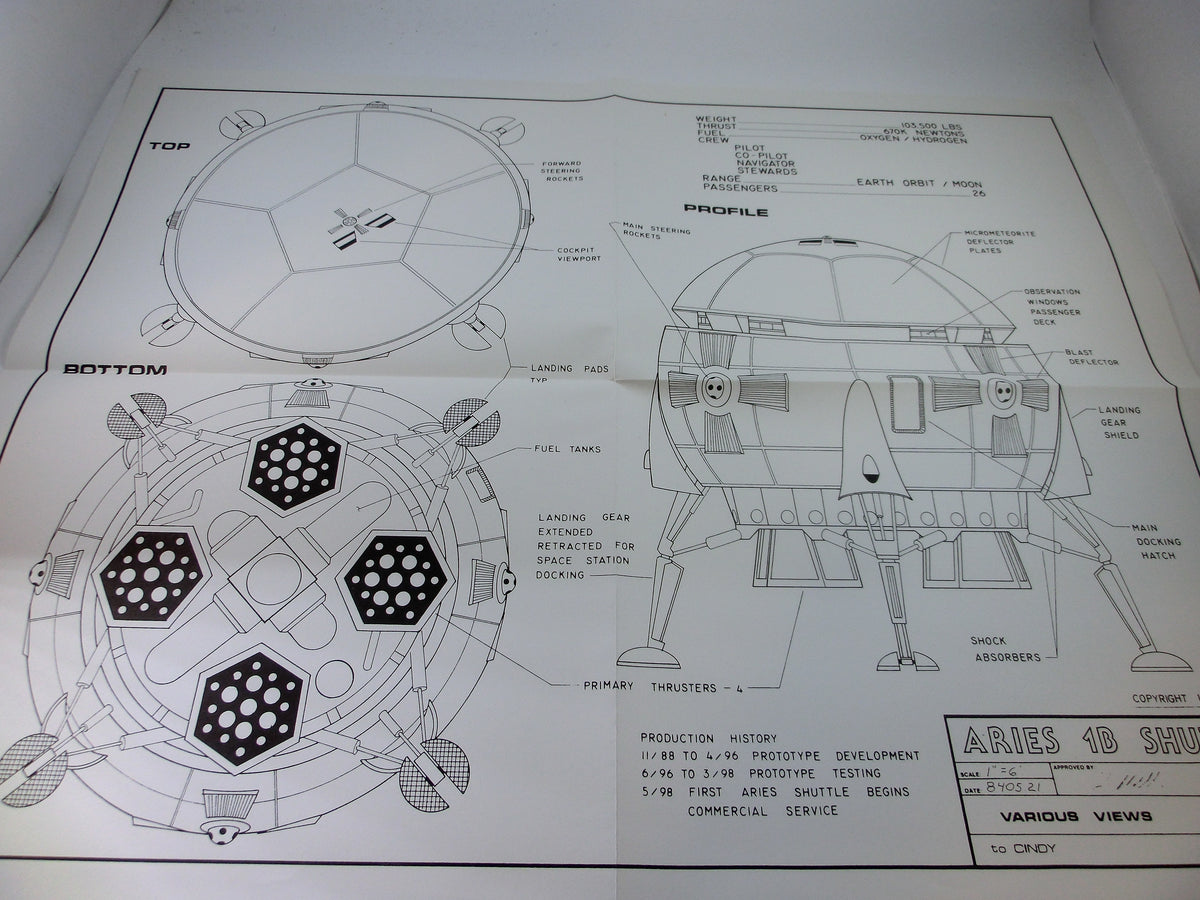 2001 Spacecraft Blueprints, 9 Blätter