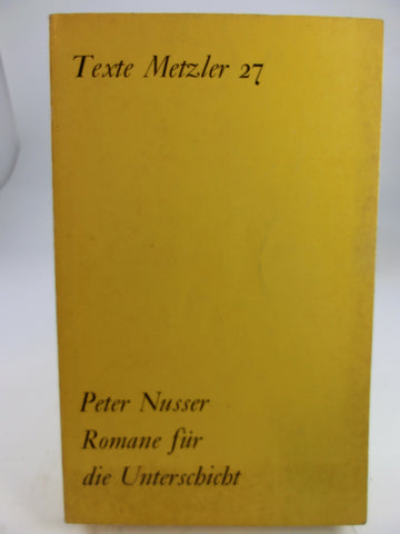 Romane für die Unterschicht / Peter Nusser