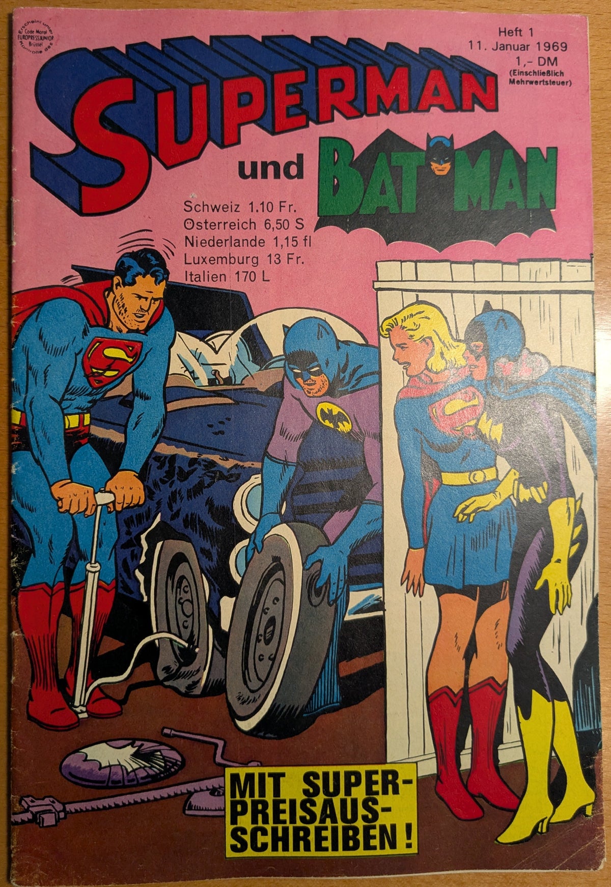 Superman und Batman Comic Nr.1 Ehapa 1969 Z 1+