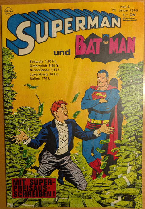Superman und Batman Comic Nr.2 Ehapa 1969 Z 1+
