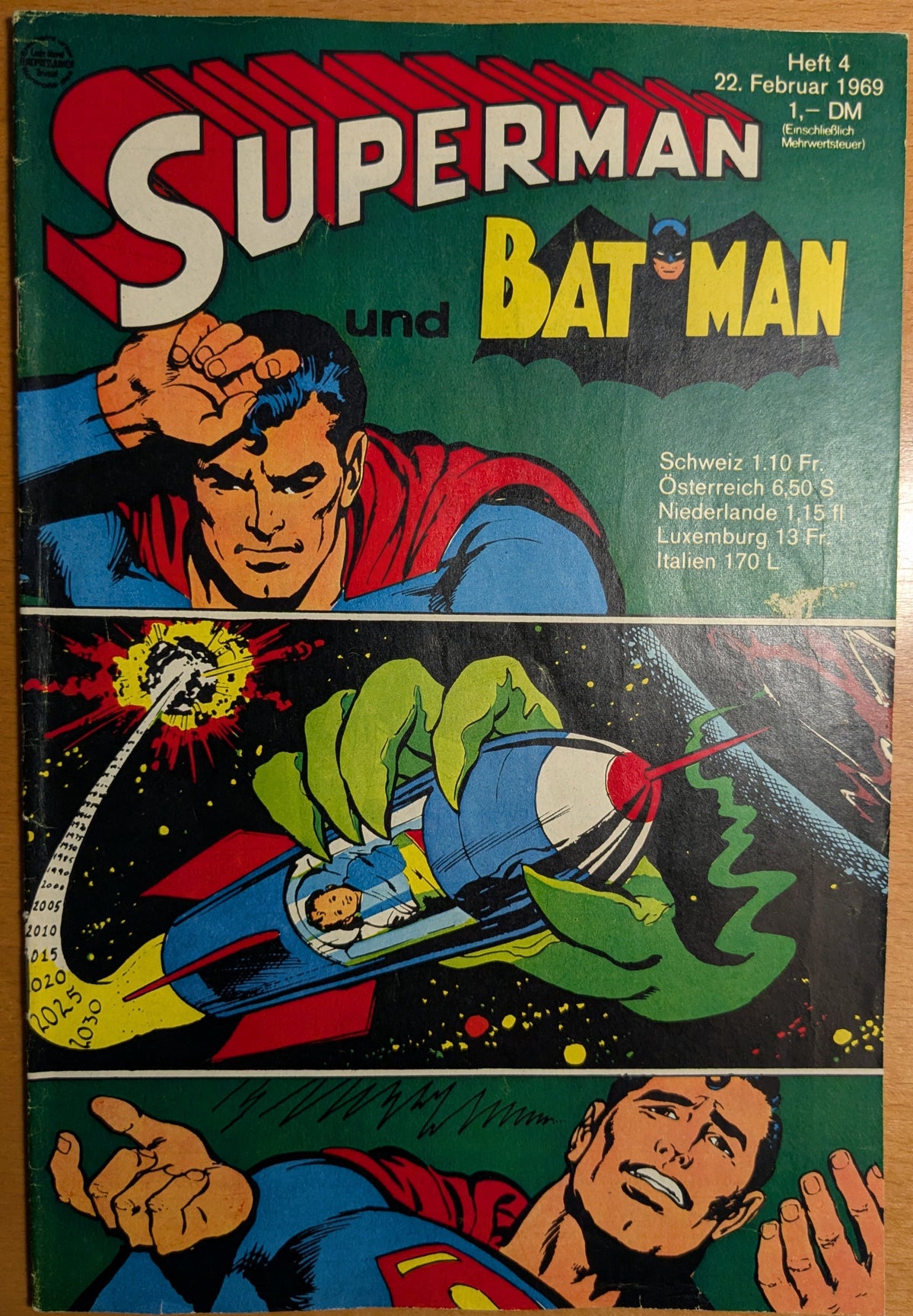 Superman und Batman Comic Nr.4 Ehapa 1969 Z 1+