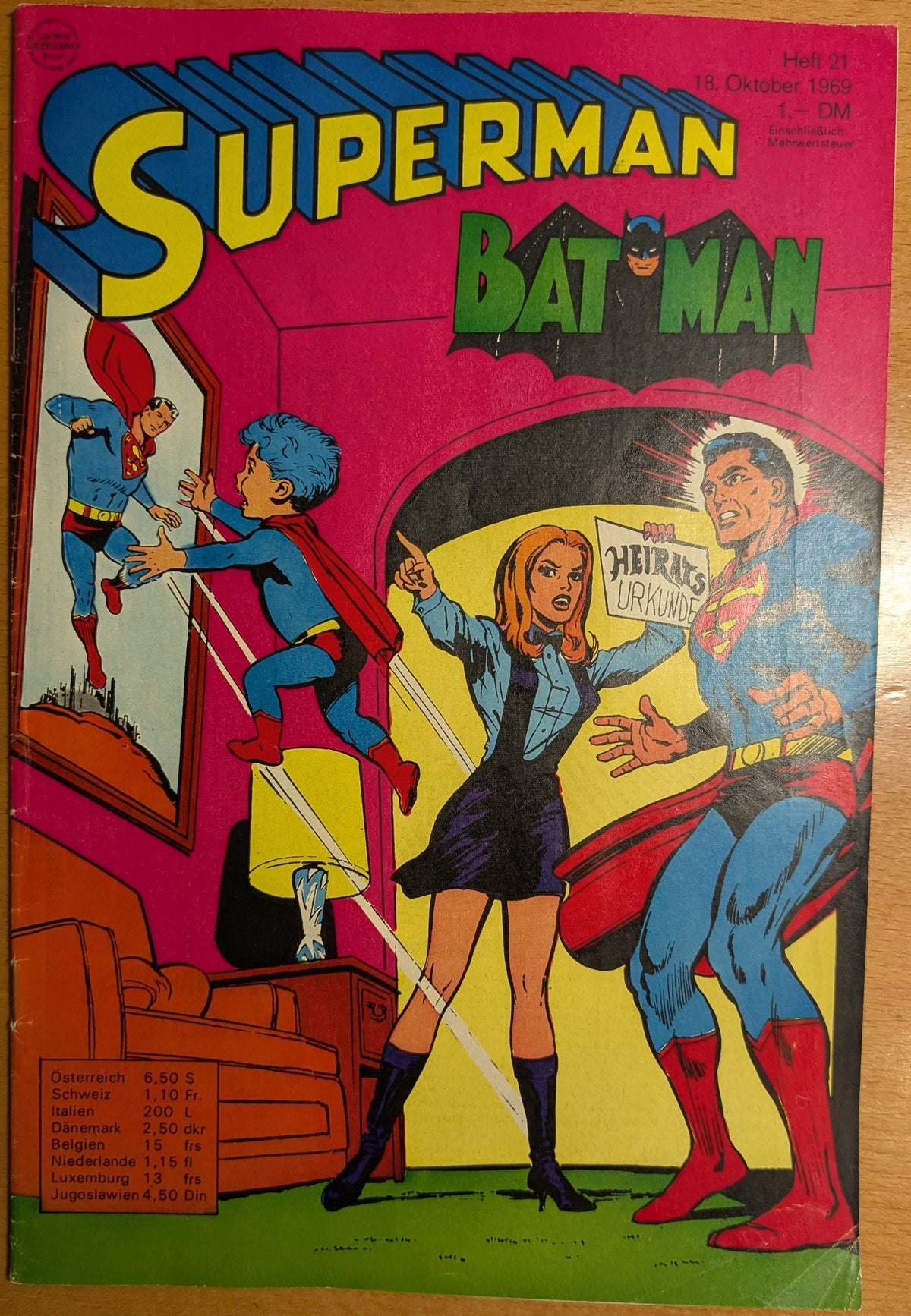 Superman Batman Comic Nr.21 Ehapa 1969 Z 1+