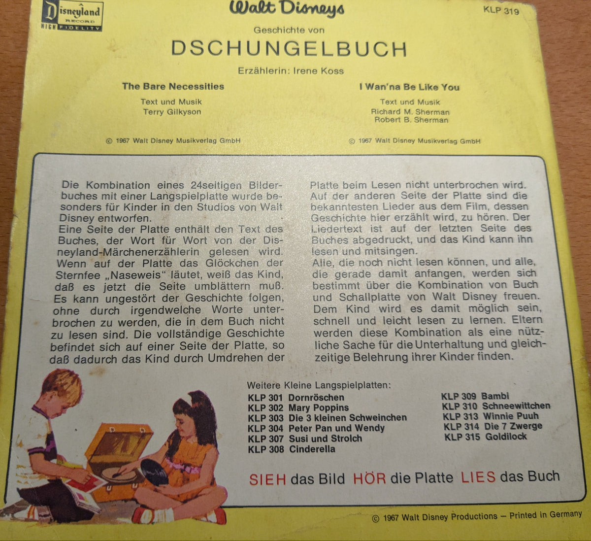 Das Dschungelbuch -  24 Seiten Booklett mit Single, 1967