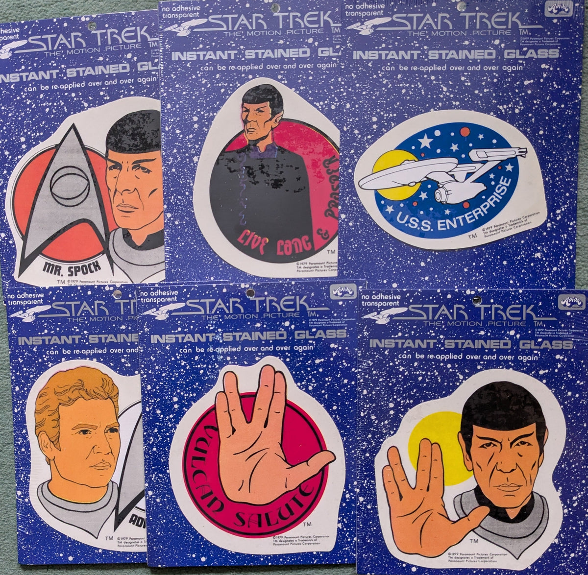 Star Trek Movie Fenster-Aufkleber - Set (6) von 1979!!