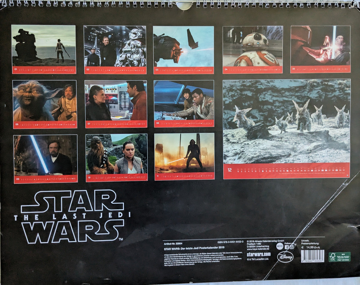 Star Wars The Last Jedi Kalender 2019 Heye deutsch 44 x 33 cm unbenutzt