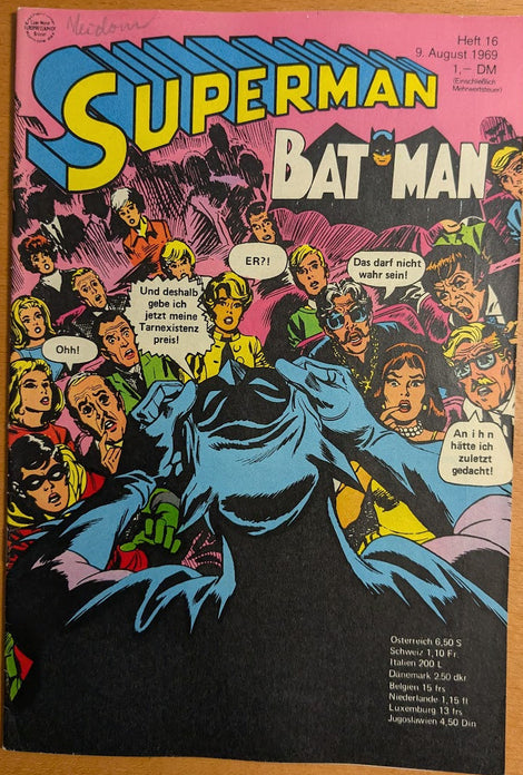 Superman Batman Comic Nr. 16 Ehapa 1969 Z 1+