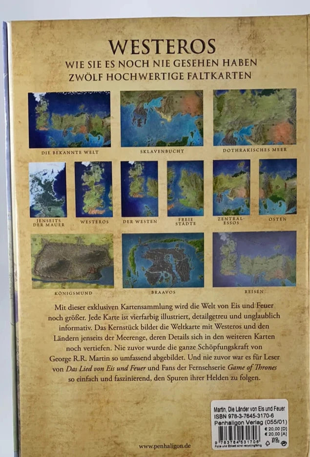 Die Länder von Eis und Feuer / Set von 12 Landkarten 90 x 60 cm - neu!