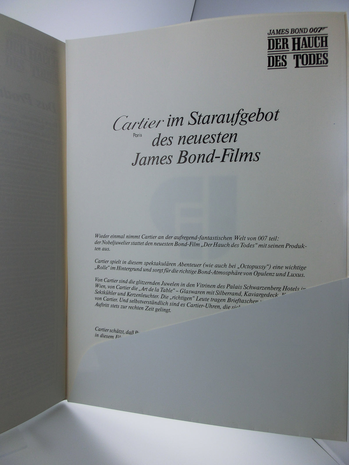 James Bond - Der Hauch des Todes Presseheft 36 Seiten