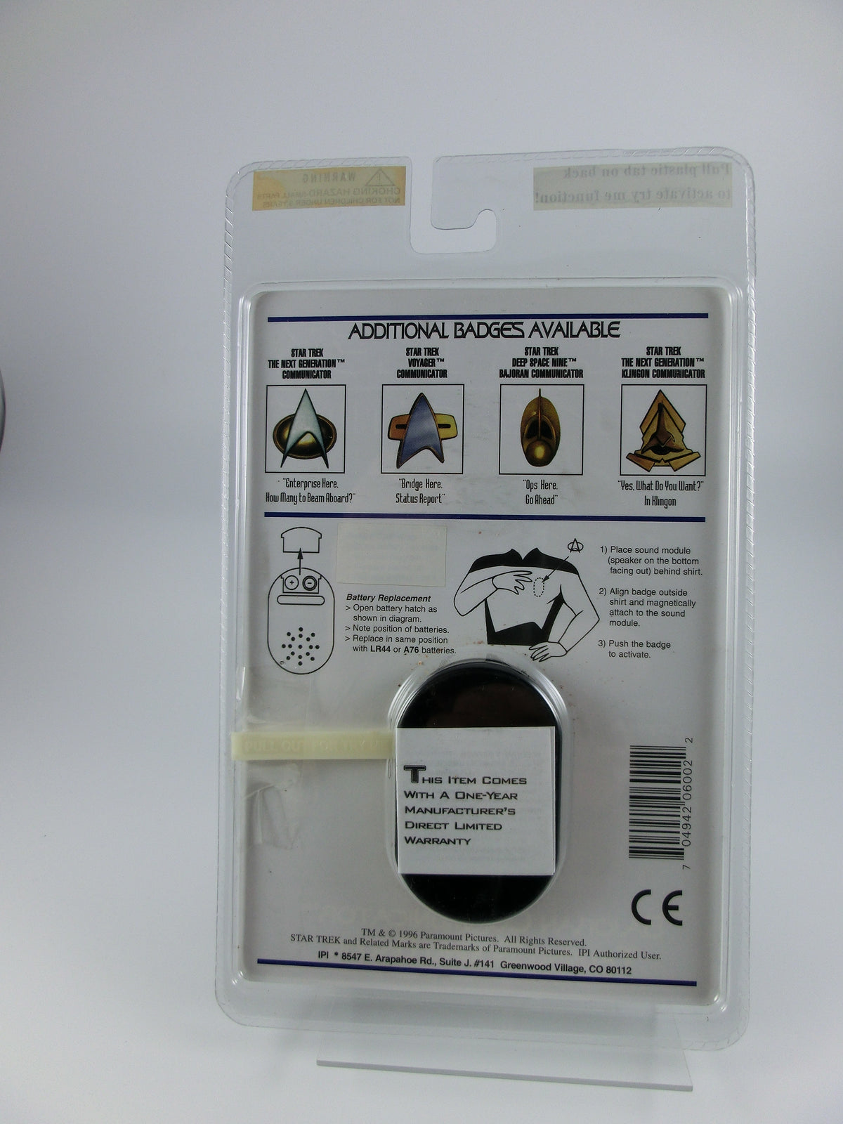 Klingon + Bajoran Communicator - Set mit Sound! Von 1996 , magnetisch