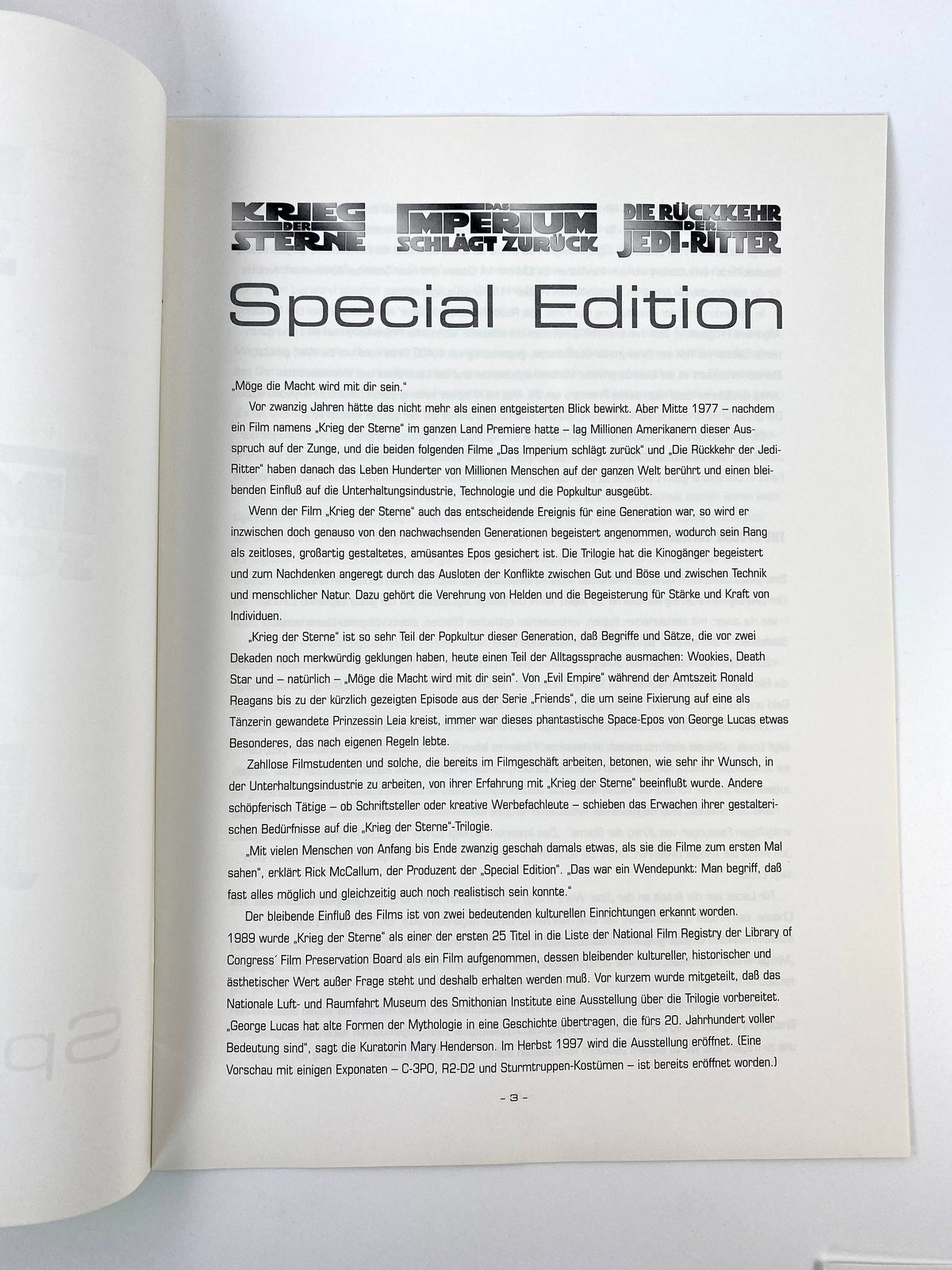 Star Wars Trilogy Spezial Edition Presseheft
