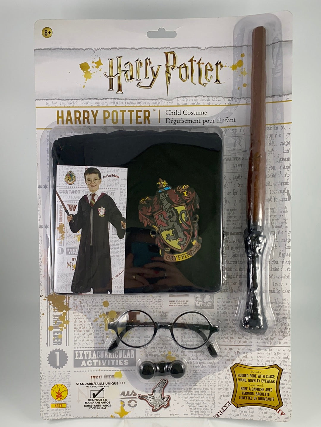 Harry Potter Kinder Kapuzengewand mit Schnalle, Zauberstab & Brille